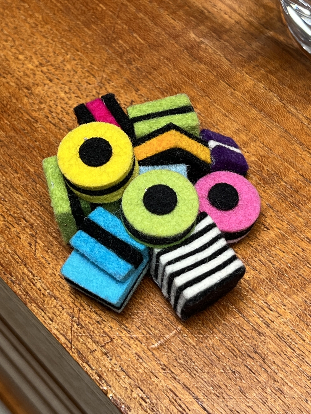 Danielle Gori Montanelli Fanciful Felt Licorice Brooch Pin